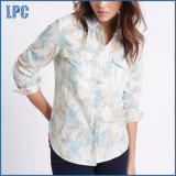 Linen Blend Floral Print Long Sleeve Shirt