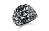 Costume Jewelry Men Black Lion Head Gothic Stainless Steel Stunning Punk Fashion Band Male Rings Party Jewelry