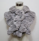 Lady Fashion Polyester Velvet Fur Lace Scarf with Diamonds (YKY4365B-4)