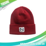 Customized Cuffed Knitted Winter Hat/Caps with Patchwork Logo (057)