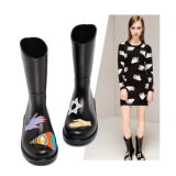 Personalized Design Popular Fashion Black Half Rain Boots
