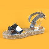 Fashion Womens Buckle Strap Gold Flat Espadrilles Sandals