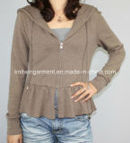 Women Knitted V Neck Fashion Clothes with Zipper (121AW-280)