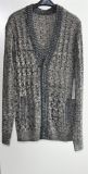 Men Winter Patterned Knitted Cardigan with Button and Pocket