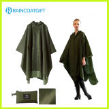 Waterproof Army Green Polyester PVC Raincoat Rpy-046