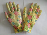 13 Gauge Polyester Liner Flower Printed Nitrile Coated Ladies Gardening Safety Work Glove (N6024)