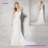 Exquisite Chiffon Wedding Dress with Delicate Beaded Straps at The Back