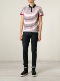 Men Short Sleeves Polo Shirt with Two Colour Stripes