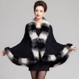 Lady Fashion Space Dyed Faux Fur Winter Knitted Shawl (YKY4466-1)