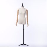 High Quality Plastic Rice Yellow Cloth Female Mannequin (Half Body, Active Arms)
