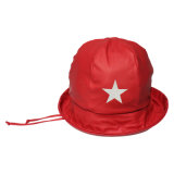 Star Solid Red PU Rain Hat with Strap for Children