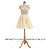 Elegant Sleeveless Party Dress Knee-Length Chiffon Homecoming Dresses with Beading