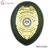 Leather Police Badge Gold Police Badge Custom (LM1683)