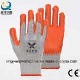 White Cotton Liner Orange Latex Coated Safety Working Gloves (L007)