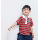 Customized Logo Strip Fashion Cotton Children Polo Tee Shirt