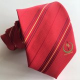 Men's Fashion Red Color Micorfiber Woven Logo Neckties (L056)