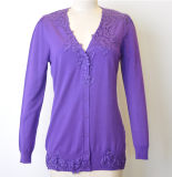 Customized V-Neck Lace Fit Cardigan with Button