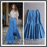 Wholesale Latest Design Girls Women Blue High Waist Denim Zipper Maxi Long Skirts