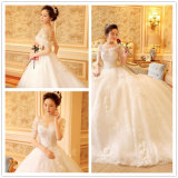 Scoop Neck Half-Sleeve Appliques Lace Ball Gown Wedding Dress (Dream-100050)