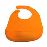 Orange Customized Pattern Baby Clothes Foldable Food Grade Silicone Bib