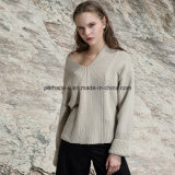 Korean Knit Loosely V-Neck Sweater Rice-White Lazy Sweaters
