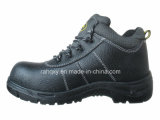 Split Embossed Leather Plastic Shoebuckle Safety Shoes (HQ01021)