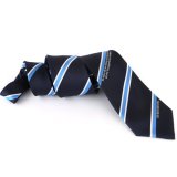 Navy Blue Striped Neck Tie Silk Custom Made Logo Neckties
