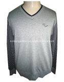 Men Knitted V Neck Pullover in 100% Cotton (MS02-12)