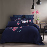 100% Cotton Solid Modern Embroidery Bedding Quilt Duvet Cover Set