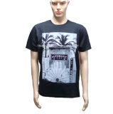 Black Printing Cotton T-Shirt for Men