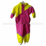PU Lemon and Rosy Contrast Raincoat for Children
