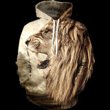 Men Fashion Polyester 3D Hoodies Lion Hoodies Custom Pattern Hoodies