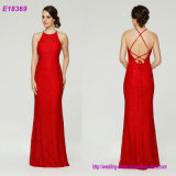 Red Elegant Sleeveless Lace Beaded Long Evening Dress Bridesmaid Dresses