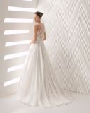 V Neck Lace Beading Top Chiffon Skirt Bridal Gown Wedding Dress