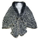 Lady Fashion Grey Wool Knitted Leopard Shawl (YKY4142-2)