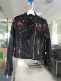 Women's 100%PU with Embroidery and Rivets Woven Jacket
