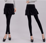 Top-Quality Women's Skirt Leggings Footless Cotton Pleated Long Pants (20025-2)