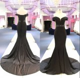 Black Satin off Shoulder Mermaid Evening Party Dress Gowns Wgf139