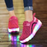 Child Heelies Jazzy Junior Girls Boys LED Light Roller Skate Shoes for Children Kids Sneakers with Wheels Pink
