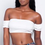 Fashion Women Wrapped Chest Crop Top off Shoulder Blouse