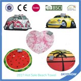 Printed Round Beach Towel with Inflatable Pillow Package