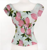 Latest Shirt Designs for Women Custom T Shirt Printing Woman Crop Top off Shoulder