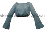 Ladies' 100% Cotton Denim Long Sleeve Shirt Wh1025