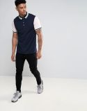 Polo Shirt in Block Navy and Pink