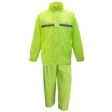 Adult Non-Disposal 190t Polyester Nylon Raincoat with Reflective Strips