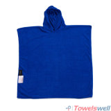 Blue Microfiber Hooded Kids Beach Towel