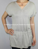 Women Knitted V Neck Long Sleeve Dress (11SS-064)