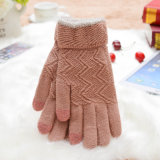 Sweet Pink Touch Screen Warm Glove Jacquard Knit Women Glove. Wholesale