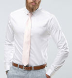 Skinny Sateen Shirt in White with Pink Tie Save Shirt