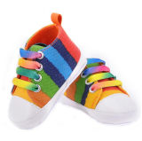Baby Shoes Fashion Rainbow Canvas Shoes Soft Prewalkers Casual (AKBS4)
